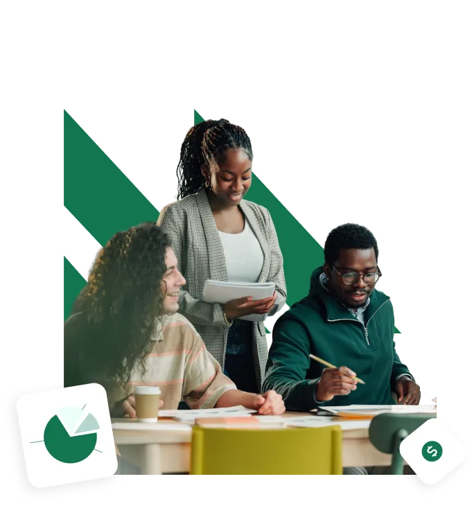 Magic Books accountants reviewing financial reports together at a desk